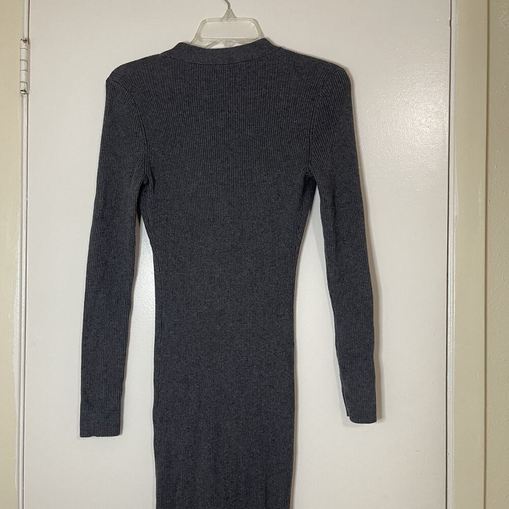 Torn by Ronny Kobo Vianne Ribbed Knit Maxi Sweater Dress Gray Button Front XS - Picture 6 of 7